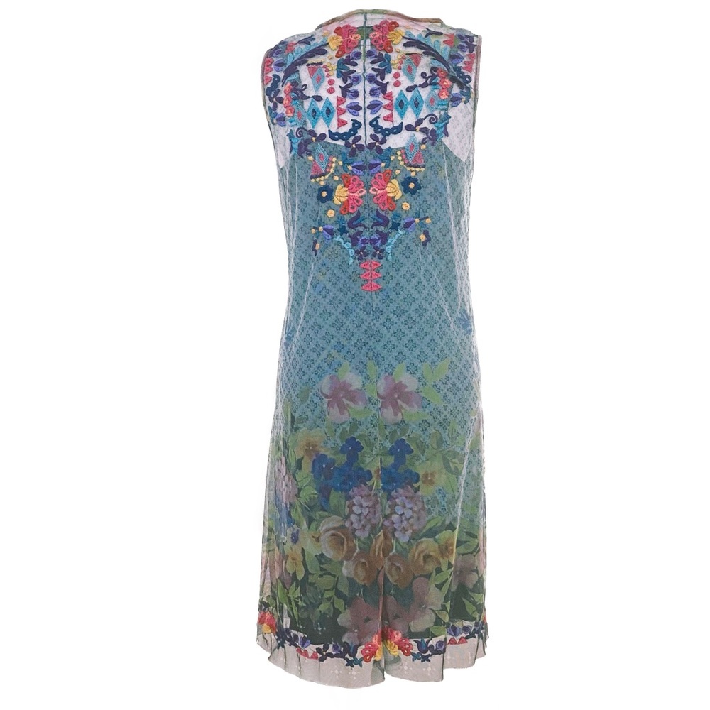 Johnny Was Rhandi Embroidered Printed Mesh Dress - Picture 3 of 13